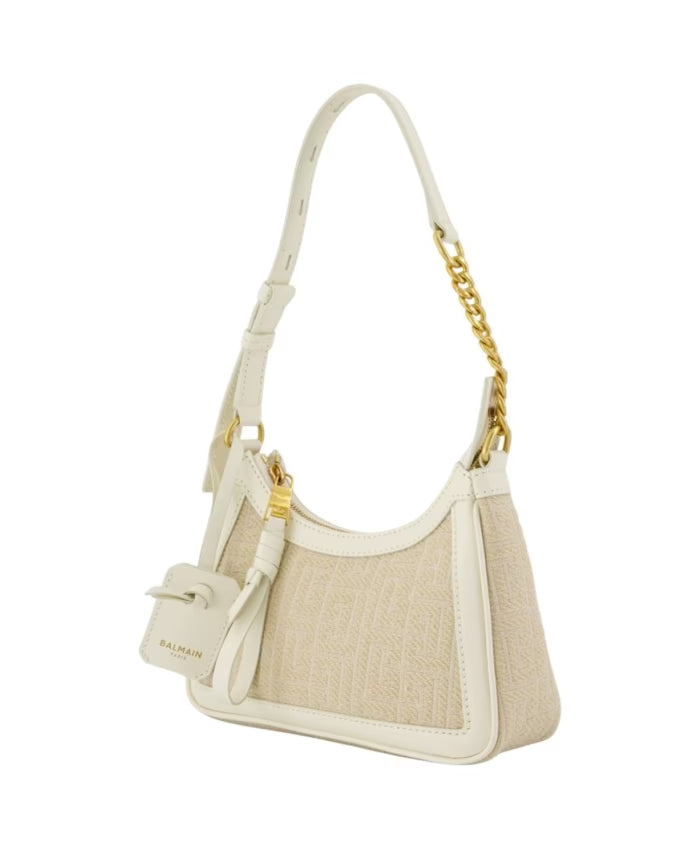 Embroidered Leather Shoulder Bag - Neutral