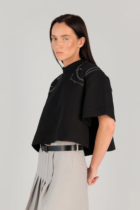 TWILL TEE W/ SHOULDER PAD PRINT