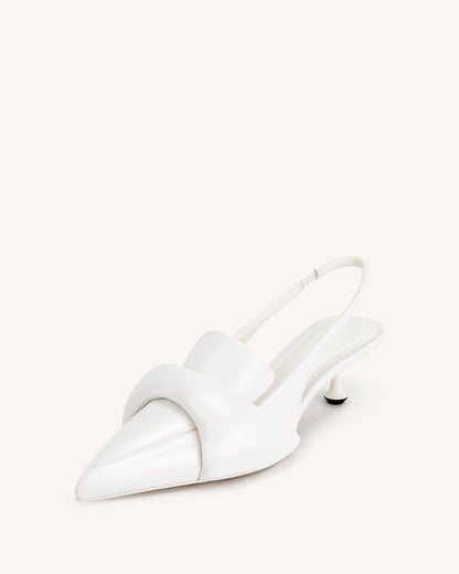 Carla Soft Padded Kitten Heel Pumps - White