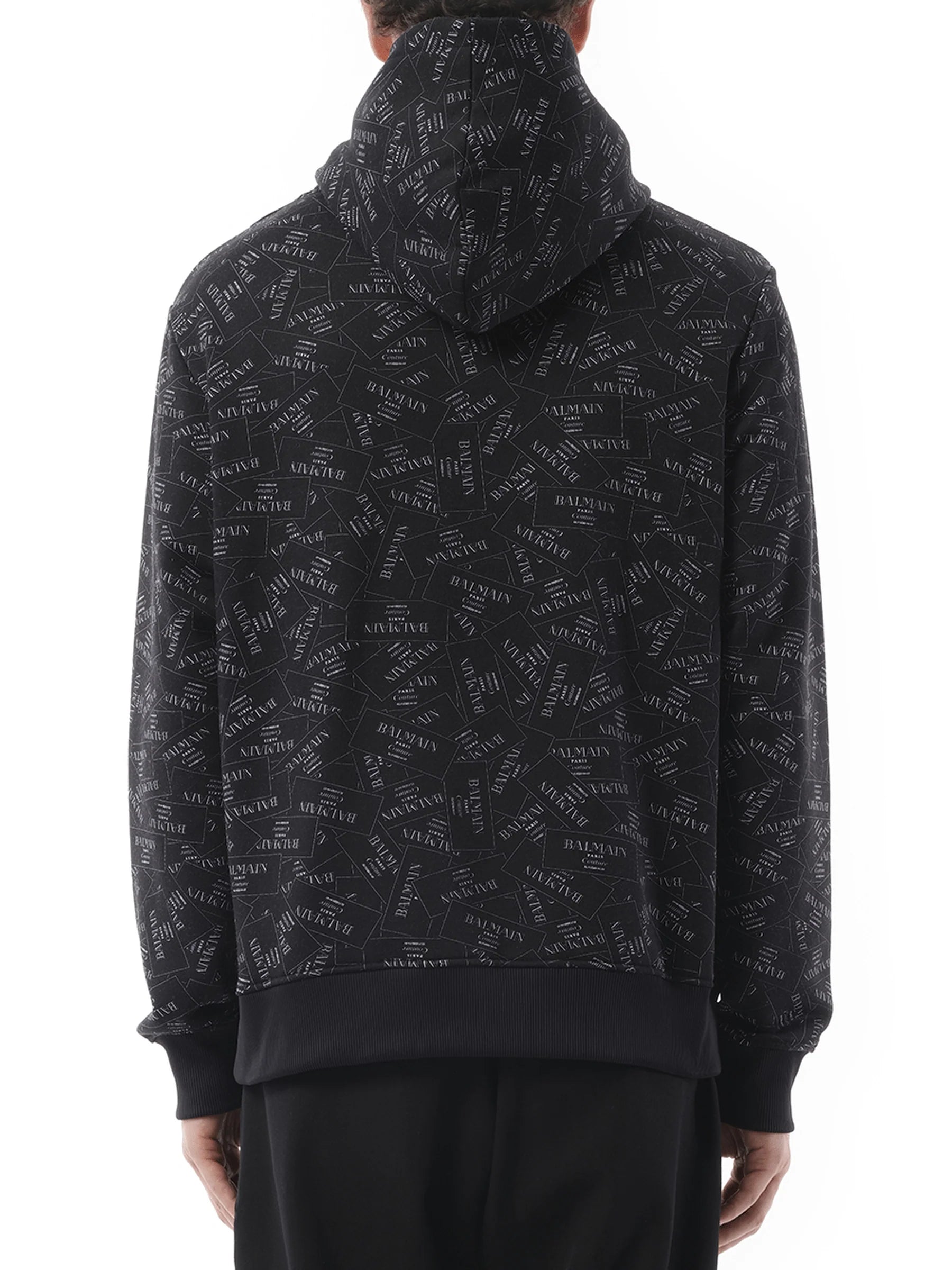 Allover Couture Label Hoodie in Black/White