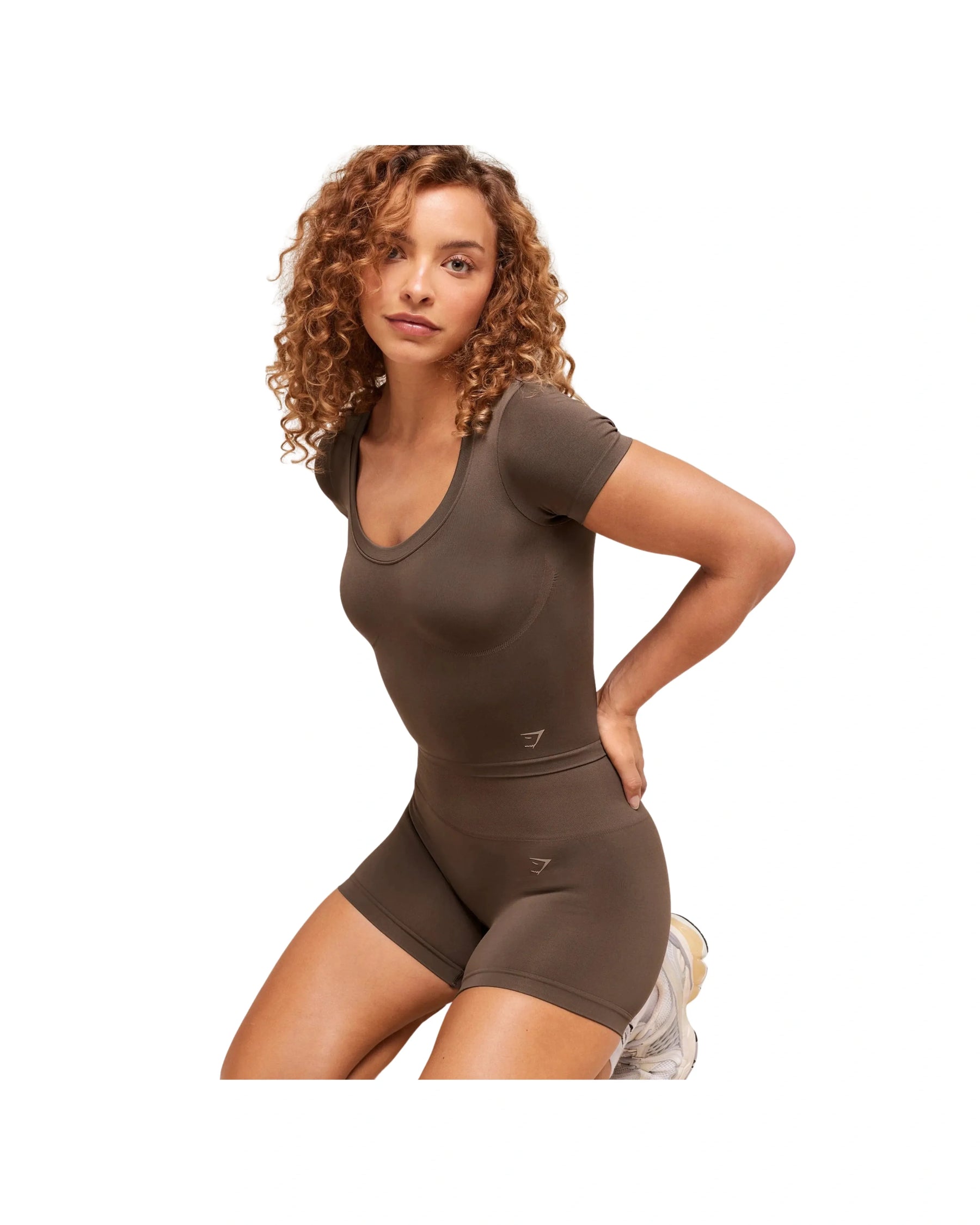 Gymshark Soft Sculpt Midi T-Shirt Walnut Brown