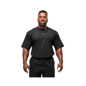 Gymshark Power T-Shirt Oversized Fit Black/Brand Blue
