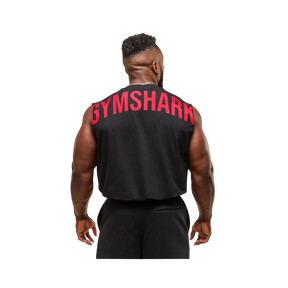 Gymshark Power Cut Off Tank Oversized Fit Black/Conditioning Red