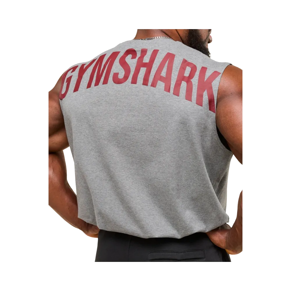 Gymshark Power Cut Off Tank Oversized Fit Charcoal Core Marl