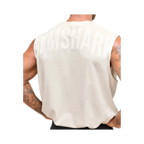 Gymshark Power Cut Off Tank Oversized Fit Oat White