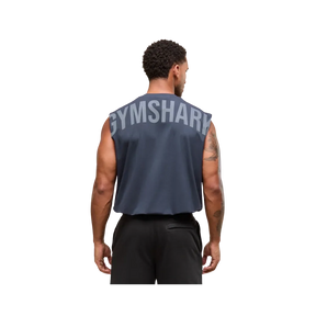 Gymshark Power Cut Off Tank Oversized Fit Heavy Blue