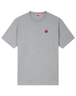 Kenzo Boke Flower Embroidered Crest T-Shirt in Grey