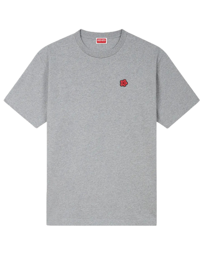 Kenzo Boke Flower Embroidered Crest T-Shirt in Grey