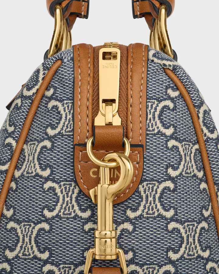 CELINE SMALL BOSTON IN TRIOMPHE JACQUARD AND CALFSKIN