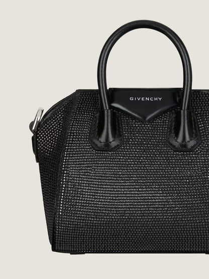 Micro Antigona bag in satin with strass