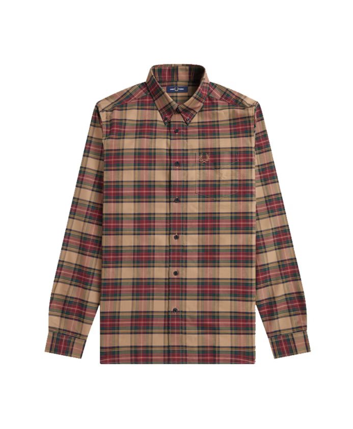 Fred Perry Tartan Shirt in Shaded Stone