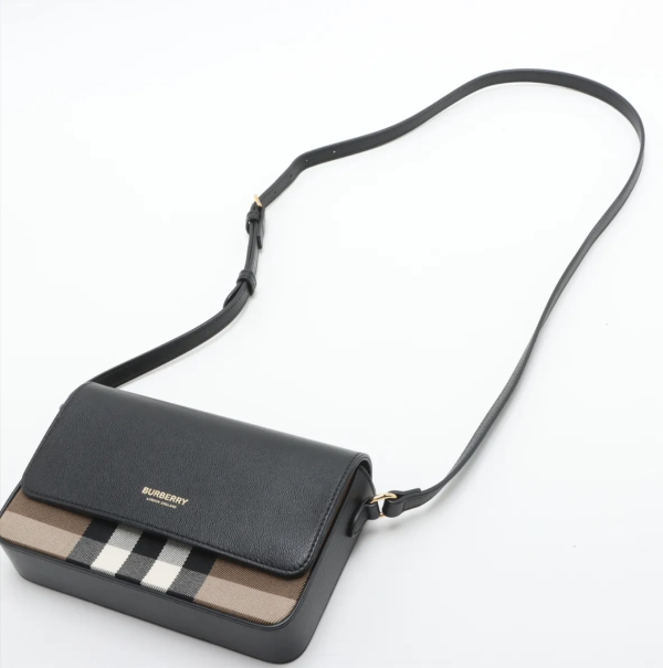Burberry Hampshire Small House Check and Leather Crossbody Bag
