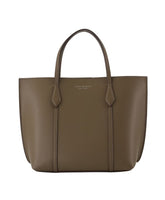 Khaki Leather Shopper Bag with Flap
