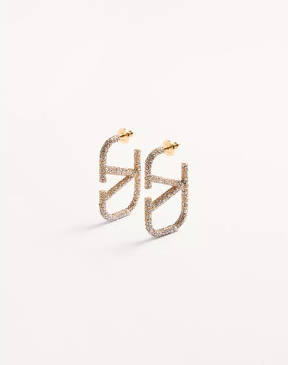 Vlogo Signature Earrings In Metal And Swarovski Crystals