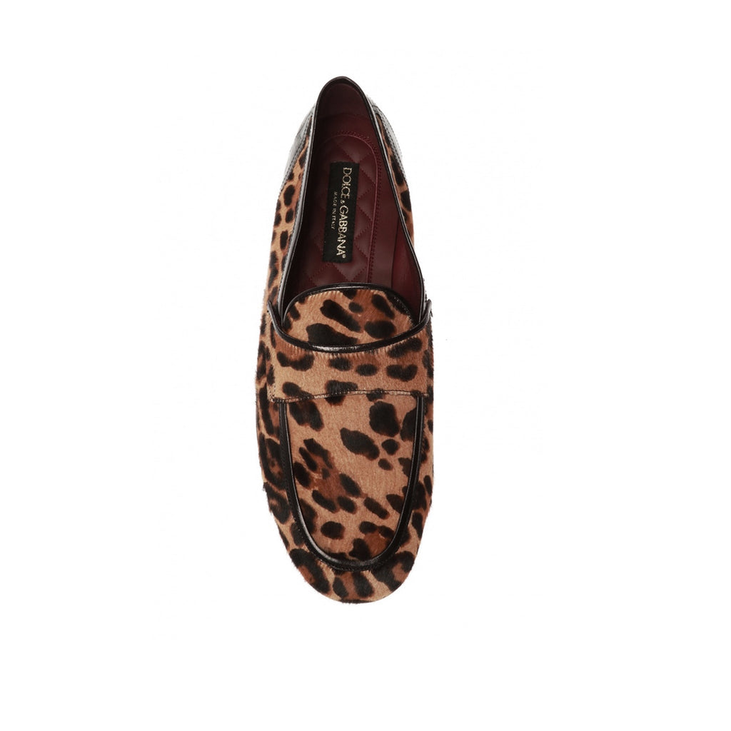 Dolce & Gabbana Leopard Print Pony Hair Loafers