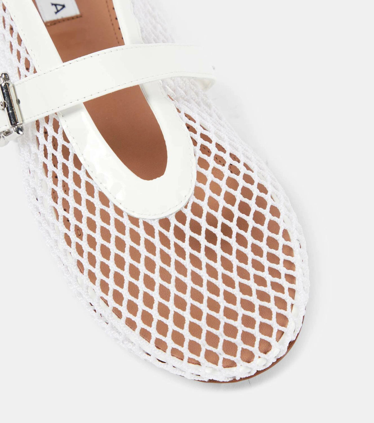 Alaïa Leather-trimmed fishnet ballet flats