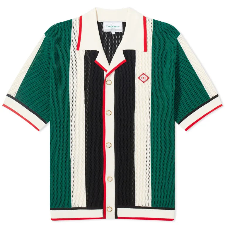 Casablanca Striped Mesh Short Sleeve Shirt
