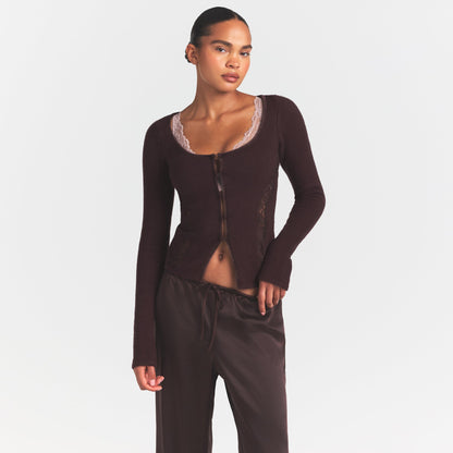 Lace Knit Long Sleeve Cardigan