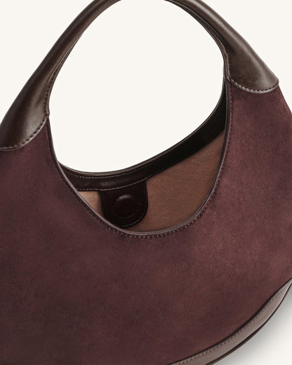Colette Faux Suede Crescent Hobo Bag - Deep Claret
