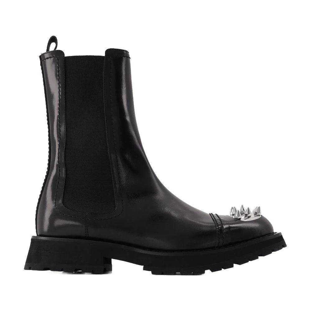 Alexander McQueen Men's Black Smooth Calfskin Leather Loafers – Slip-On Style