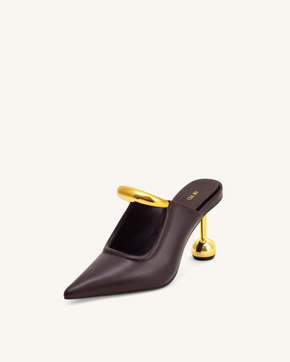 Sofia Metal Accent Sphere Heel Mules - Green