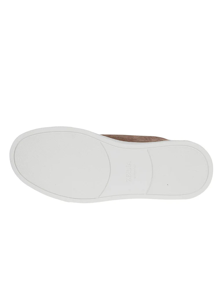Zegna Men’s Triple Stitch™ Low-Top Sneakers in Brown Calf Leather