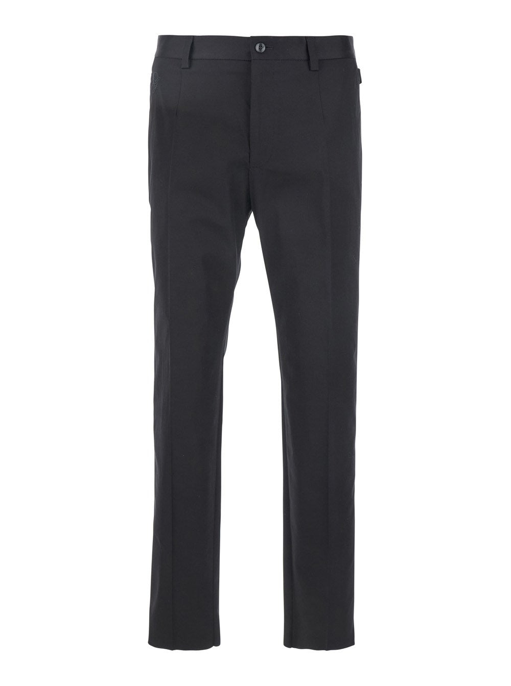 Dolce e gabbana Black Pants with Embroidered Logo on Side in Cotton Man