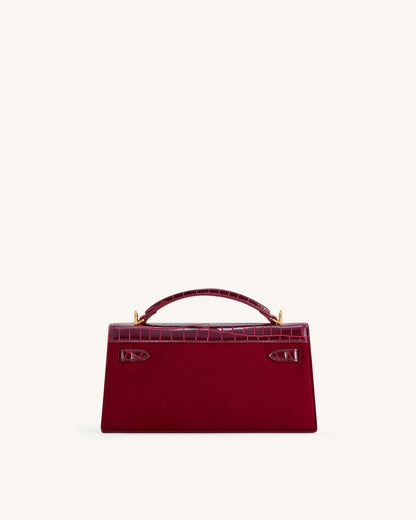 Noor Faux Suede Top Handle Bag - Blue