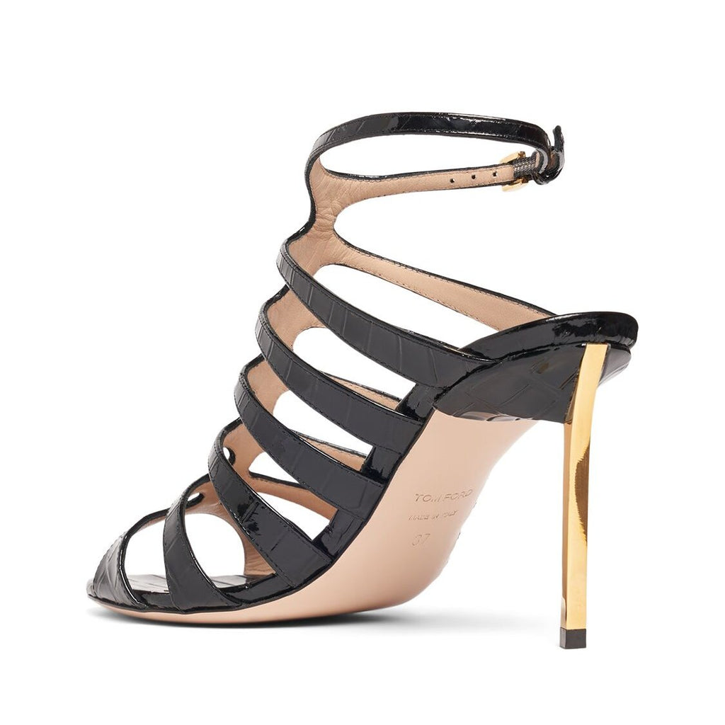 Tom Ford Tom Ford 85mm Carine croc embossed leather sandal - Size: UK 2 Heels | Shop From The Mirage