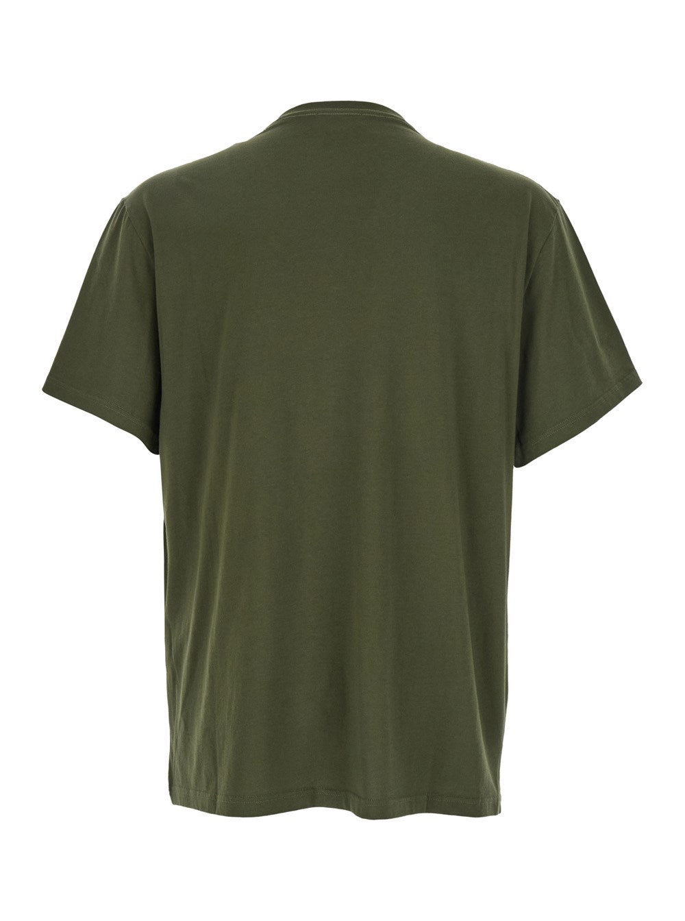 Alexander mcqueen Green Crewneck T-Shirt with Logo Print on the Front in Cotton Man