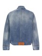 Msgm Blue Jacket with Faded Effect and Logo Embroidered on the Front in Denim Man