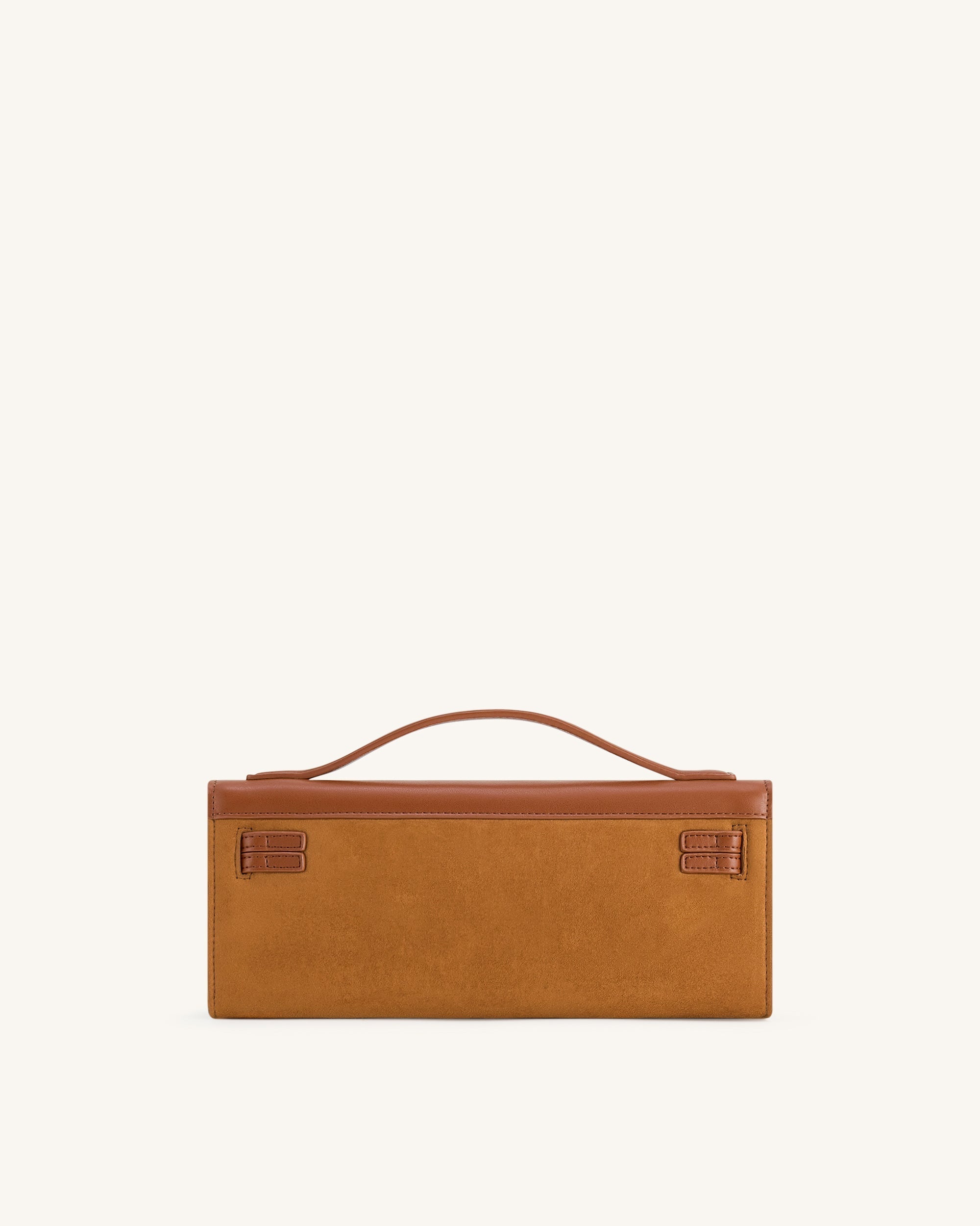 Bria Faux Suede Structured Top Handle Bag - Yellow Brown