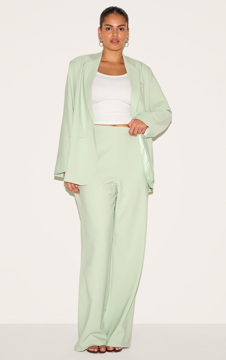 Plus Sage Tailored Wide Leg Trouser