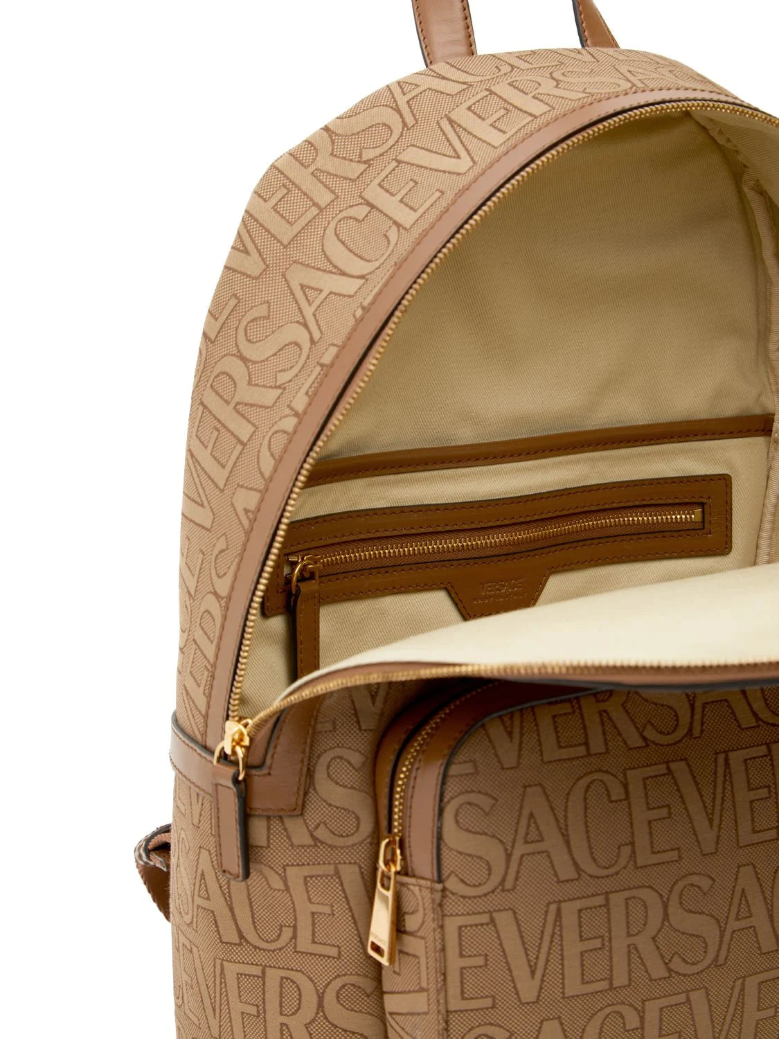 Versace Versace Logo fabric & leather backpack - Backpacks | Shop From The Mirage