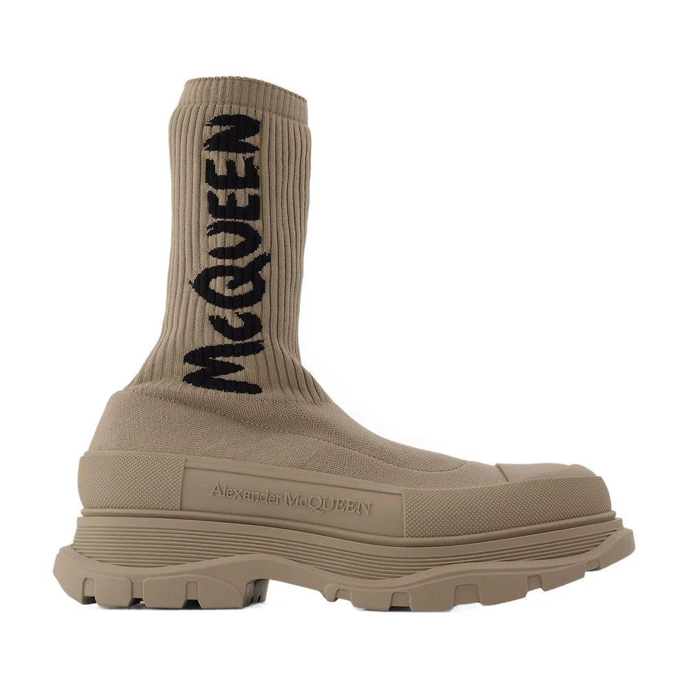 Alexander McQueen Men's Tread Slick Band Slip-On Sneakers – Beige