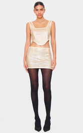 Gold Chain Sequin Low Rise Micro Mini Skirt