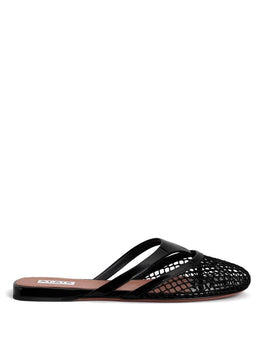 Women’s FISHNET AND LEATHER INFRADITO FLAT MULES