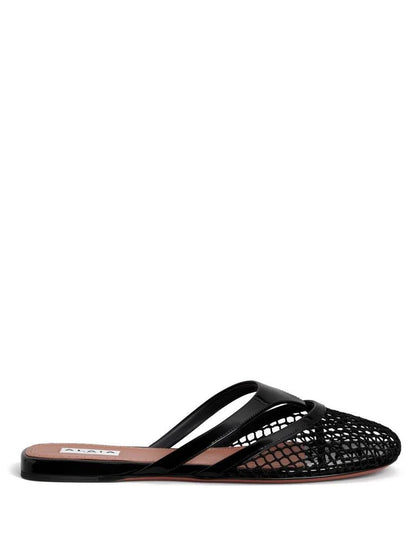 Women’s FISHNET AND LEATHER INFRADITO FLAT MULES