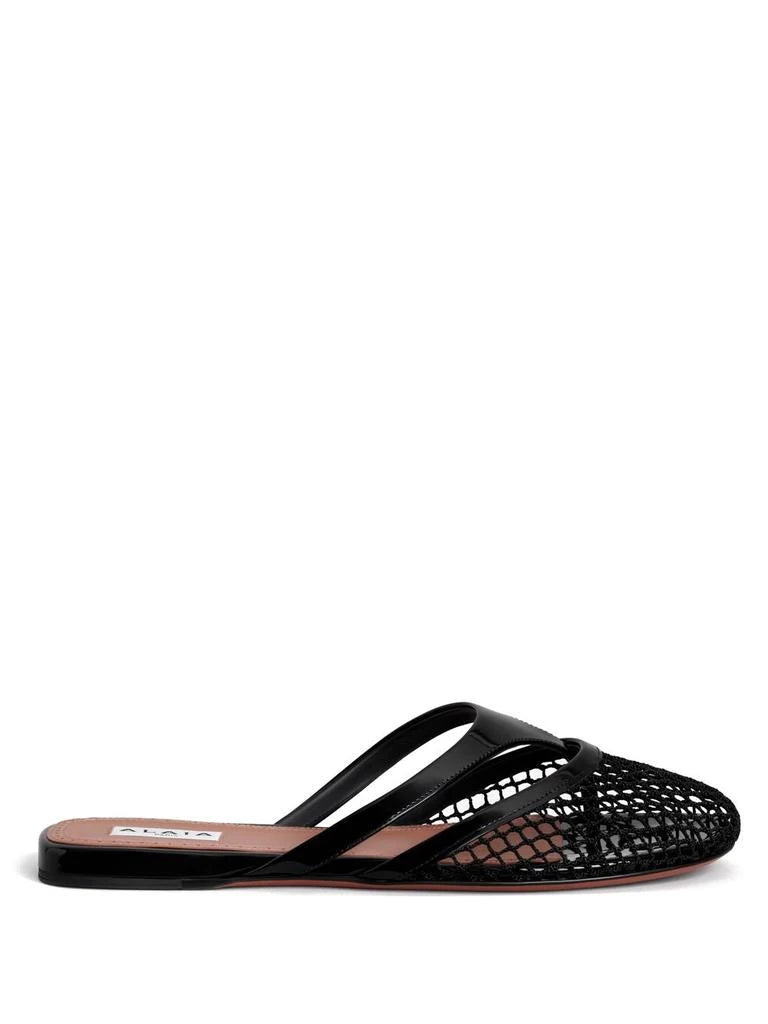 Women’s FISHNET AND LEATHER INFRADITO FLAT MULES