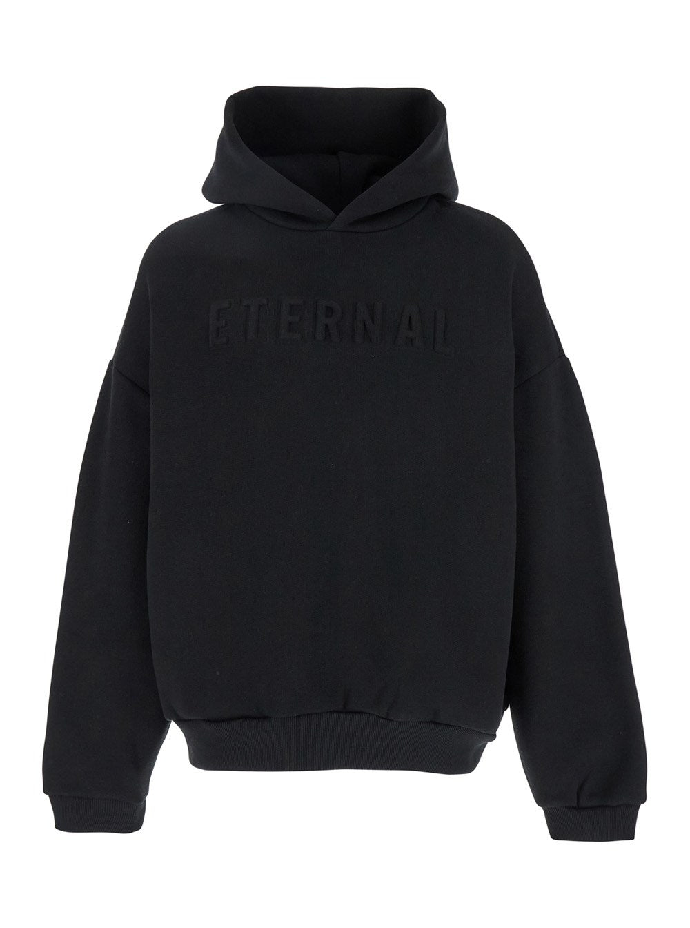 Fear of god 'Eternal' Black Hoodie with Logo Patch on the Hood and Embroidery on the Front in Cotton Blend Man