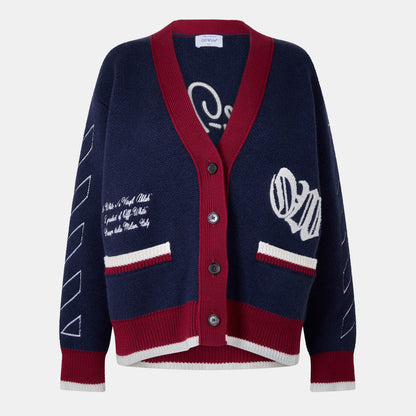 Varsity Button Front Knit Cardigan