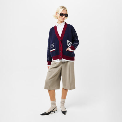 Varsity Button Front Knit Cardigan