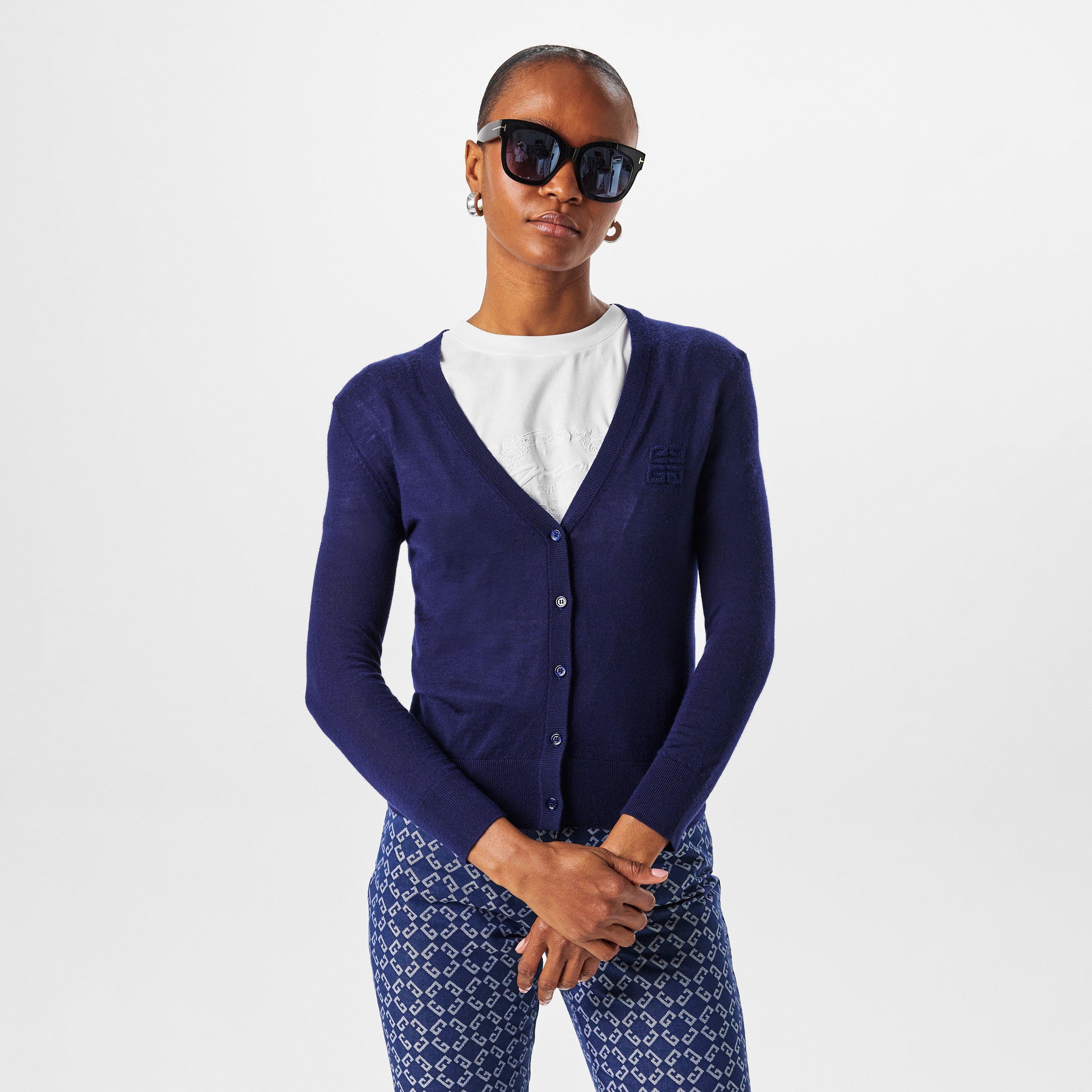 Embroidered 4g V-Neck Cardigan