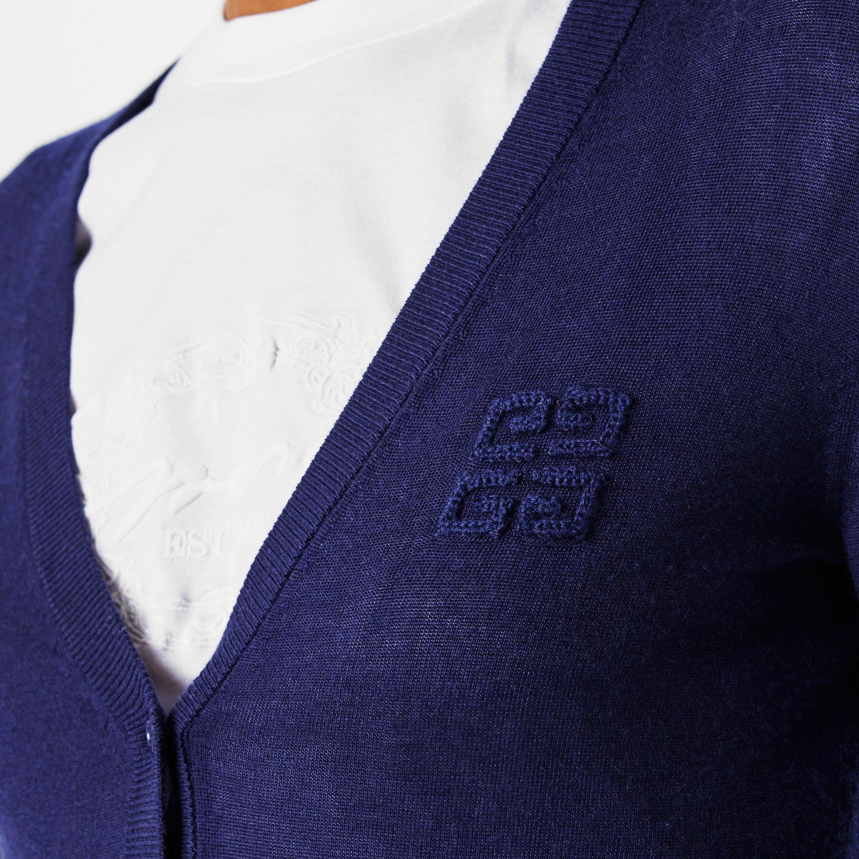 Embroidered 4g V-Neck Cardigan