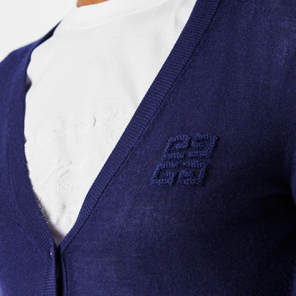 Embroidered 4g V-Neck Cardigan