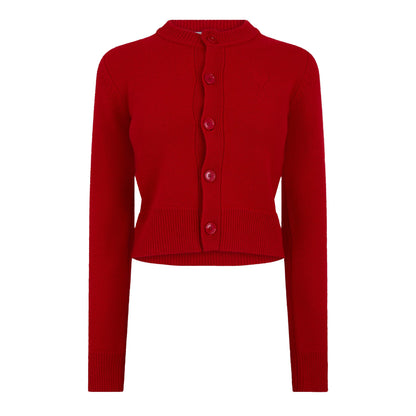 Wool Knit Crewneck Cardigan