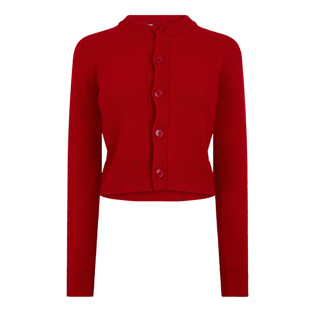 Wool Knit Crewneck Cardigan