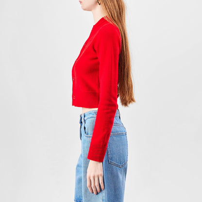 Wool Knit Crewneck Cardigan