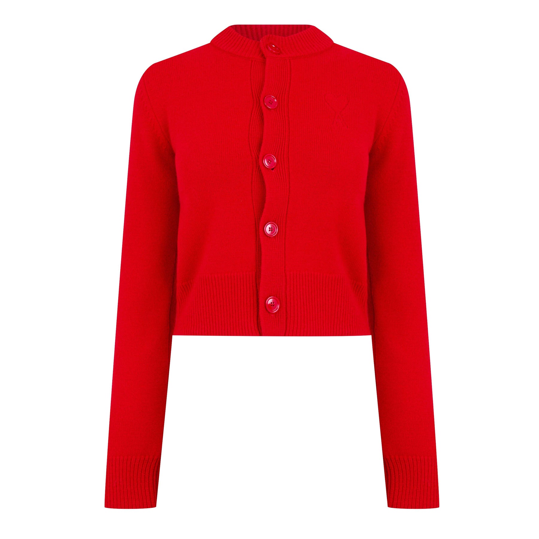 Wool Knit Crewneck Cardigan