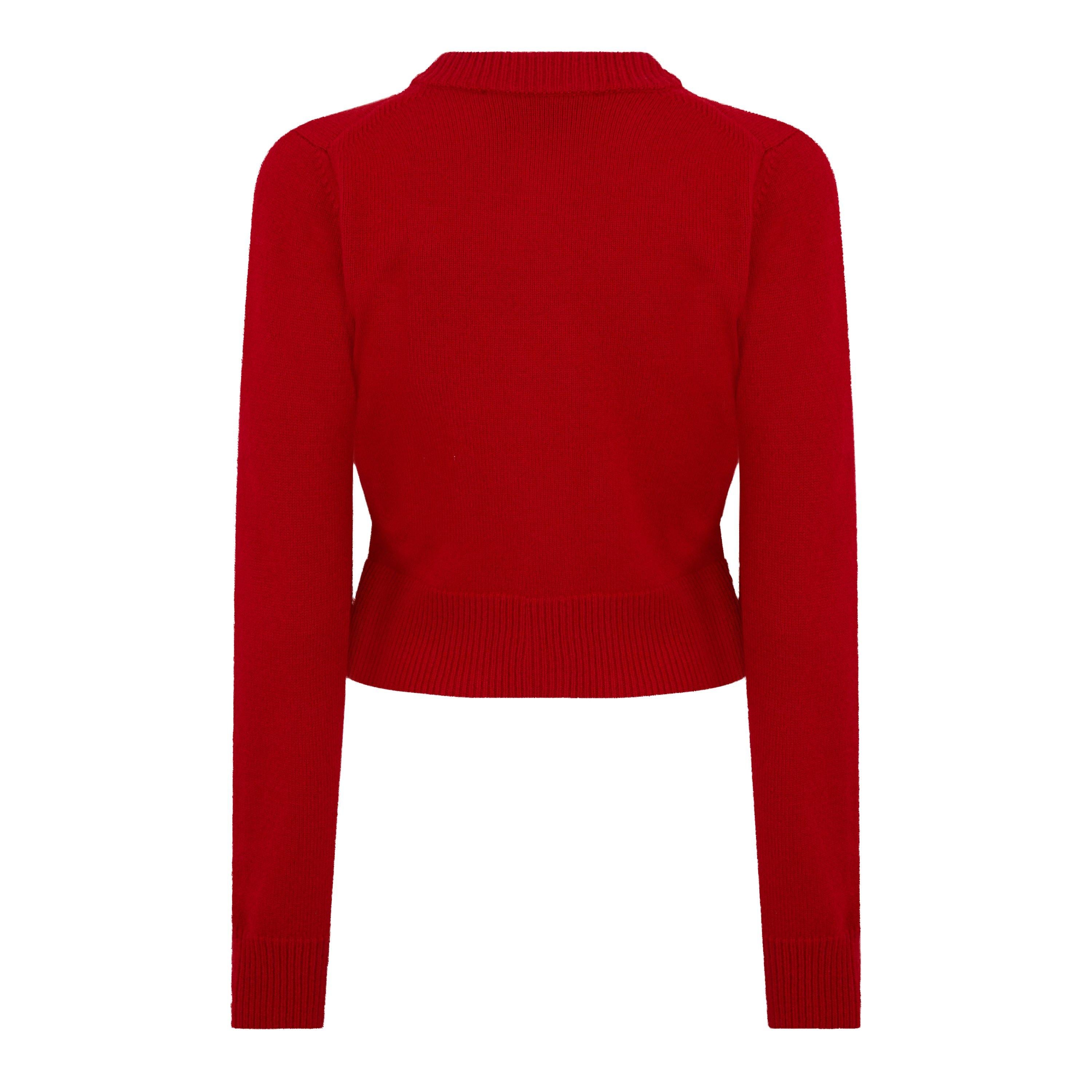 Wool Knit Crewneck Cardigan